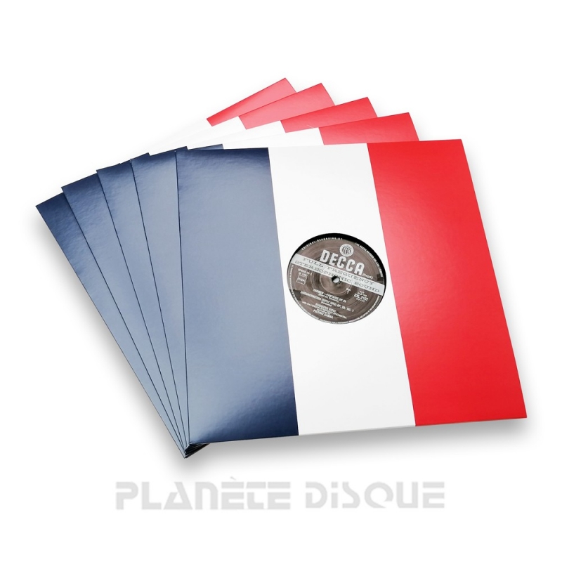 3 Pochettes carton avec trou 33T motif drapeau France