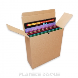 Boîte de rangement en carton kraft avec couvercle et fond semi-automatique  pour 25 disques vinyles