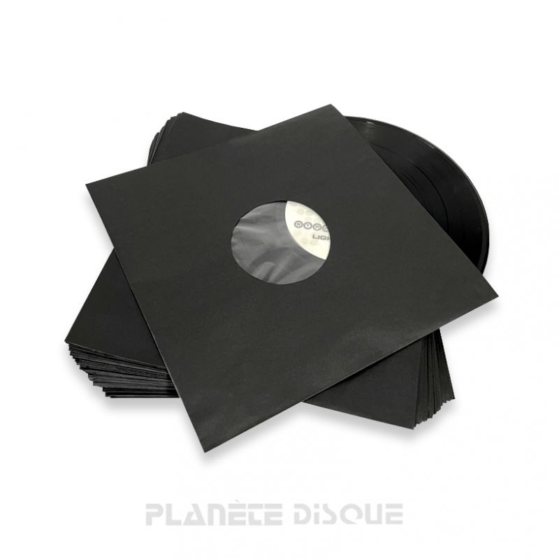 50 Sous-pochettes noires doublées vinyles 78T (10 / 25 cm) Deluxe
