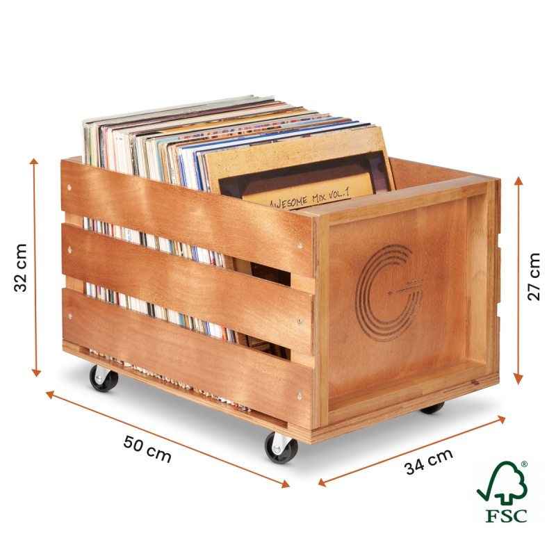 schraper Aanpassingsvermogen Zware vrachtwagen Houten kist met wieltjes voor 100 LPs van Legend Vinyl