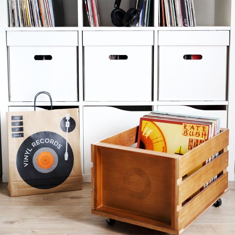 Caja de almacenamiento de cartón blanco para 60 LP 33 rpm para IKEA Kallax