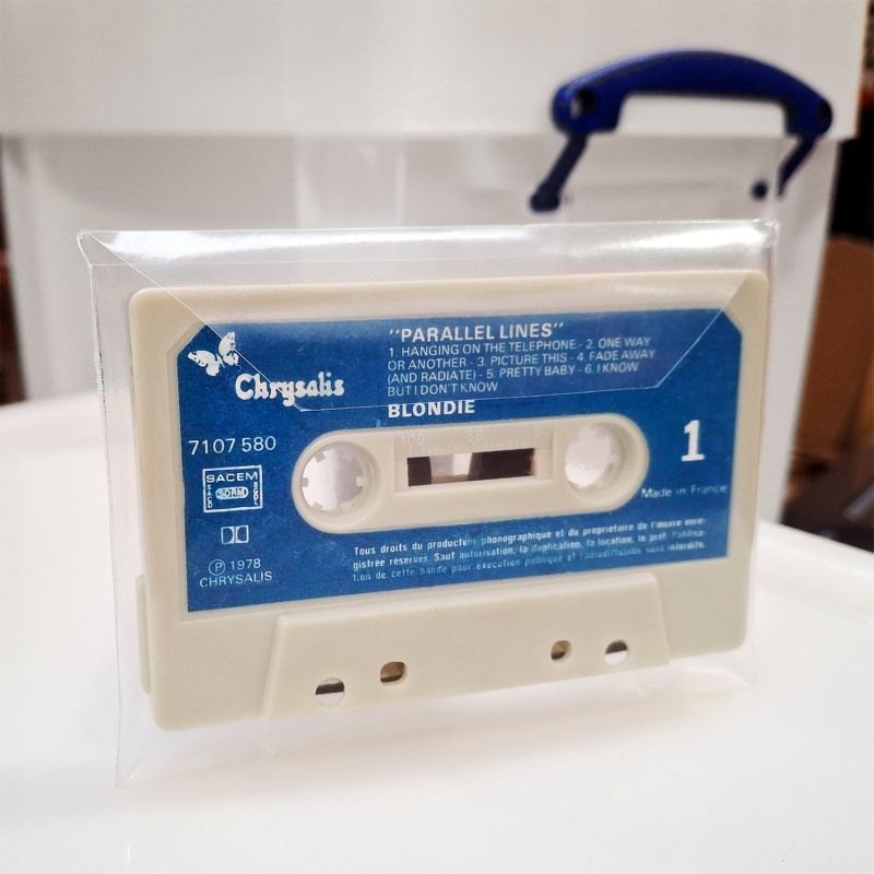 cassette tape card sleeves 100 Resealable Double Cassette Sleeves – Rubber-Duckee main image 0