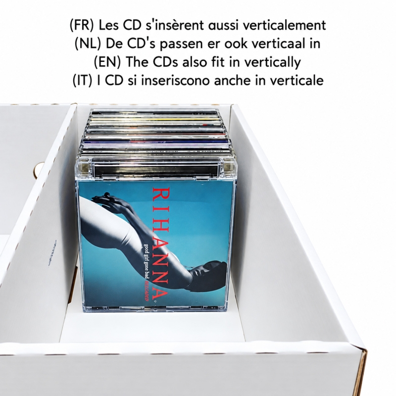 Cardboard white storage box for CD (with lid) for IKEA Kallax